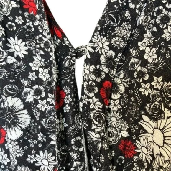 Zadig & Voltaire black, white and red floral long sleeve dress size L - Picture 4 of 9